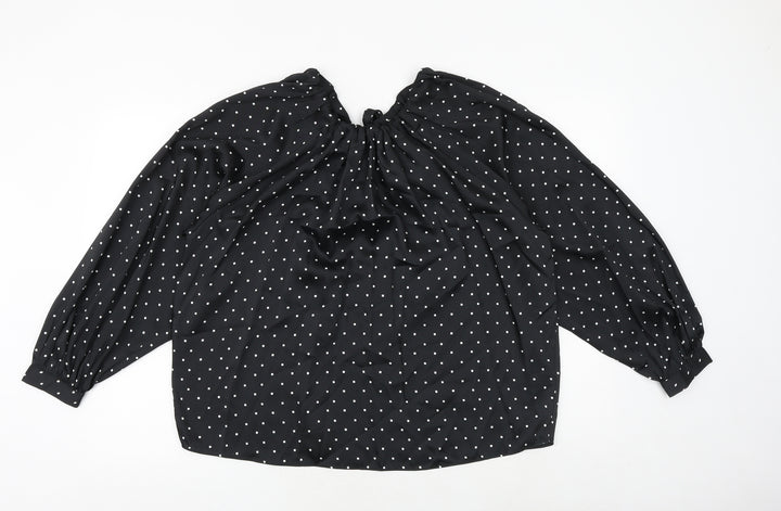 Marks and Spencer Womens Black Geometric Polyester Basic Blouse Size 10 Round Neck