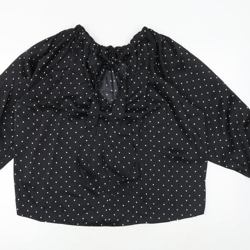 Marks and Spencer Womens Black Geometric Polyester Basic Blouse Size 10 Round Neck