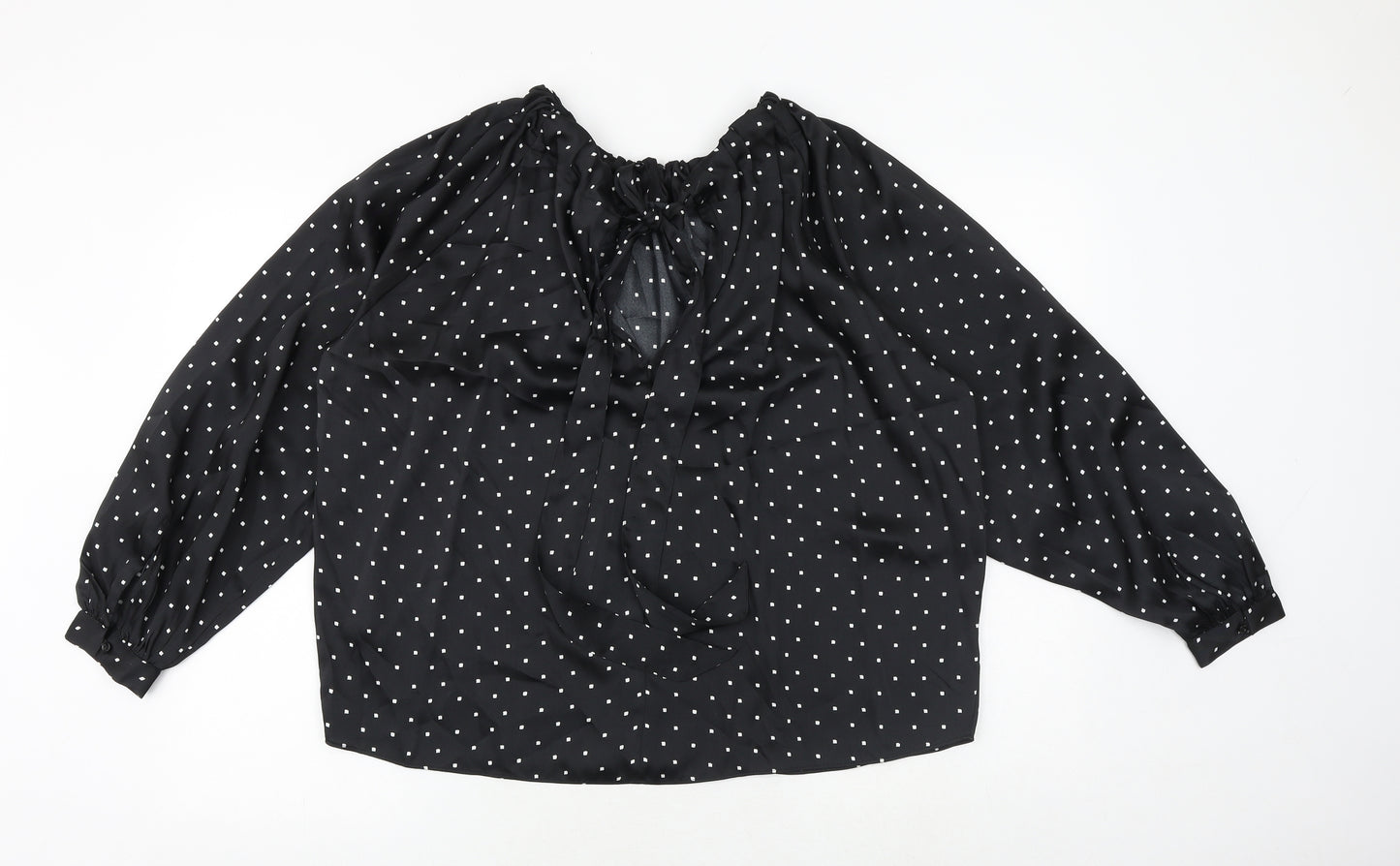 Marks and Spencer Womens Black Geometric Polyester Basic Blouse Size 10 Round Neck