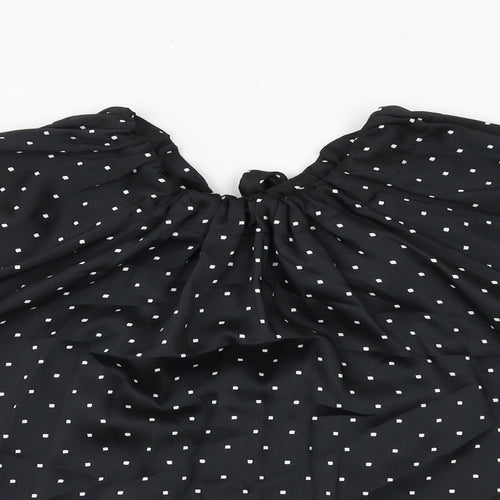 Marks and Spencer Womens Black Geometric Polyester Basic Blouse Size 10 Round Neck