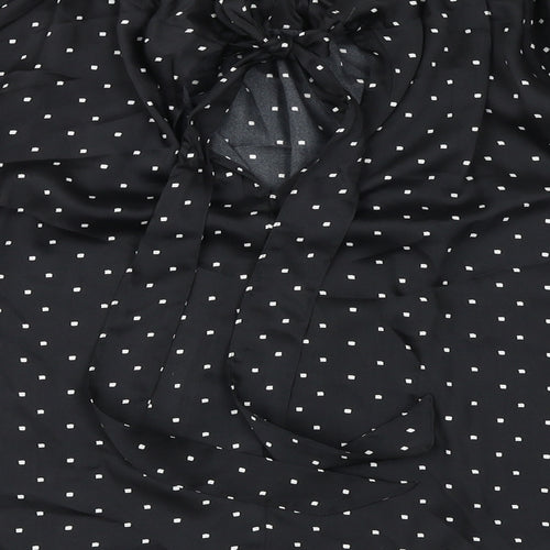 Marks and Spencer Womens Black Geometric Polyester Basic Blouse Size 10 Round Neck