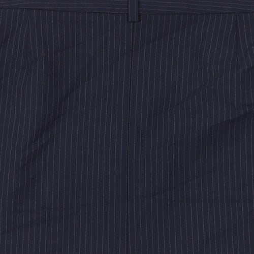 Marks and Spencer Womens Blue Striped Polyester A-Line Skirt Size 16 Zip