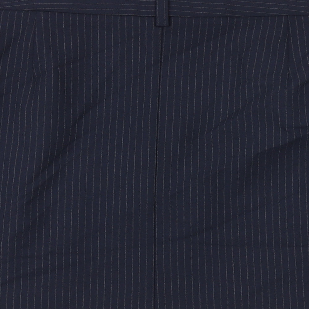 Marks and Spencer Womens Blue Striped Polyester A-Line Skirt Size 16 Zip