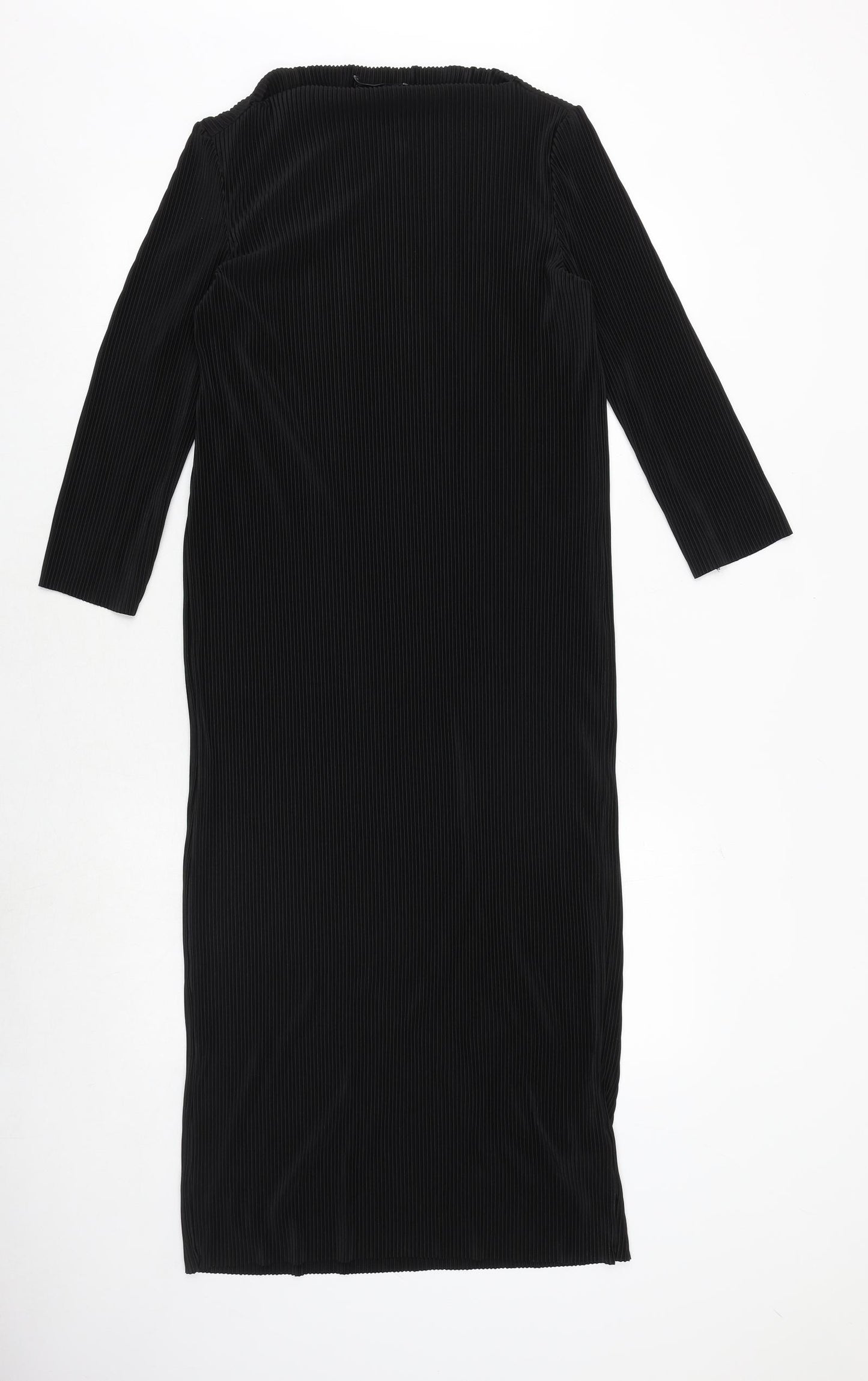 Marks and Spencer Womens Black Polyester Sheath Size 10 Boat Neck Pullover - Ribbed
