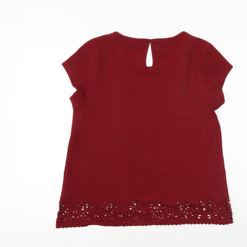 Original Womens Red Polyester Basic T-Shirt Size 14 Round Neck