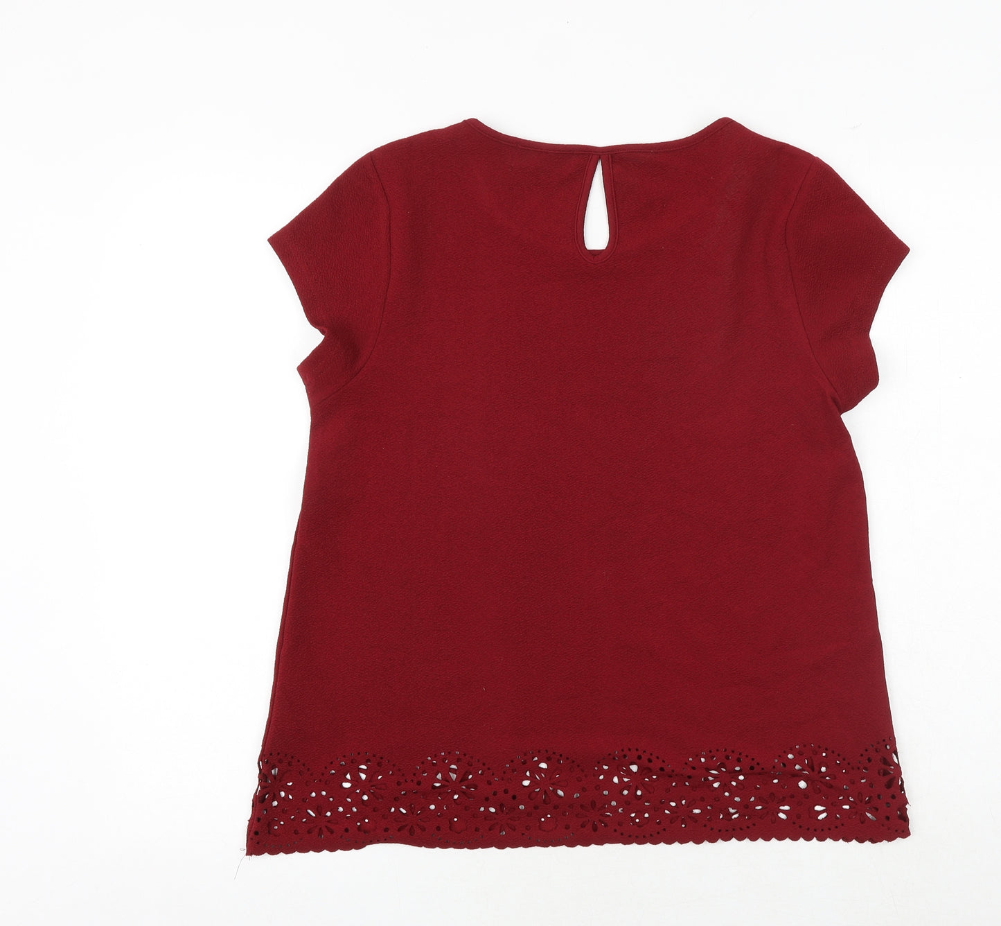 Original Womens Red Polyester Basic T-Shirt Size 14 Round Neck