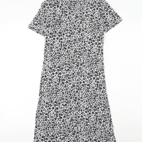 Marks and Spencer Womens Grey Animal Print Viscose Top Dress Size 6 - Leopard Print