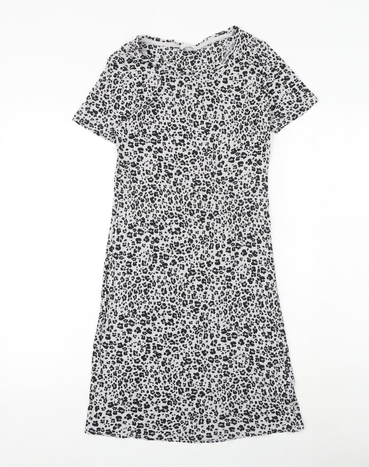 Marks and Spencer Womens Grey Animal Print Viscose Top Dress Size 6 - Leopard Print