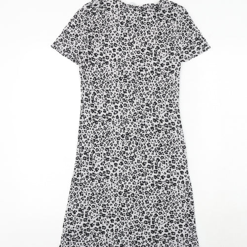 Marks and Spencer Womens Grey Animal Print Viscose Top Dress Size 6 - Leopard Print