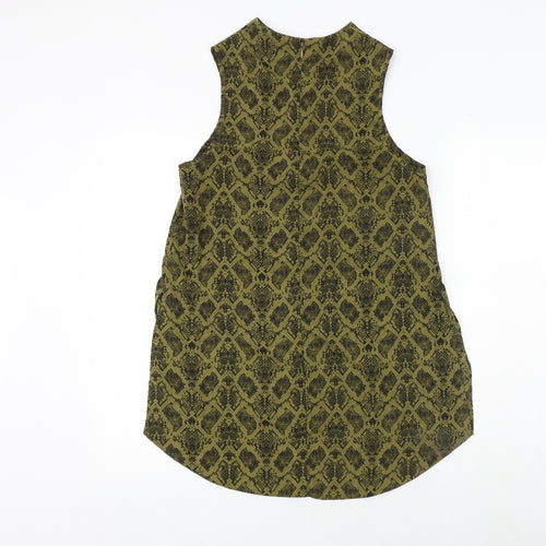Topshop Womens Yellow Geometric Polyester Basic Tank Size 8 Round Neck
