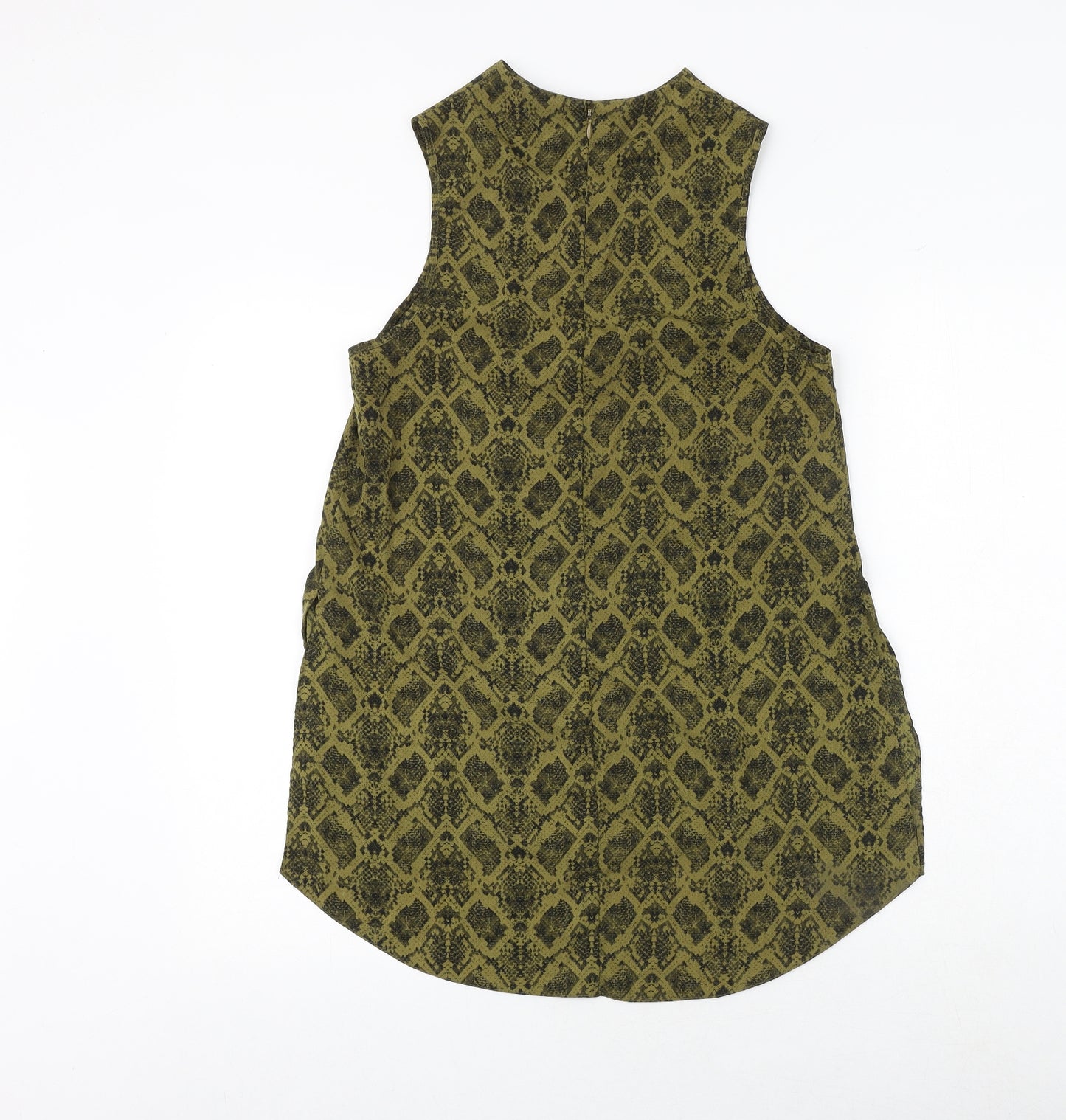 Topshop Womens Yellow Geometric Polyester Basic Tank Size 8 Round Neck