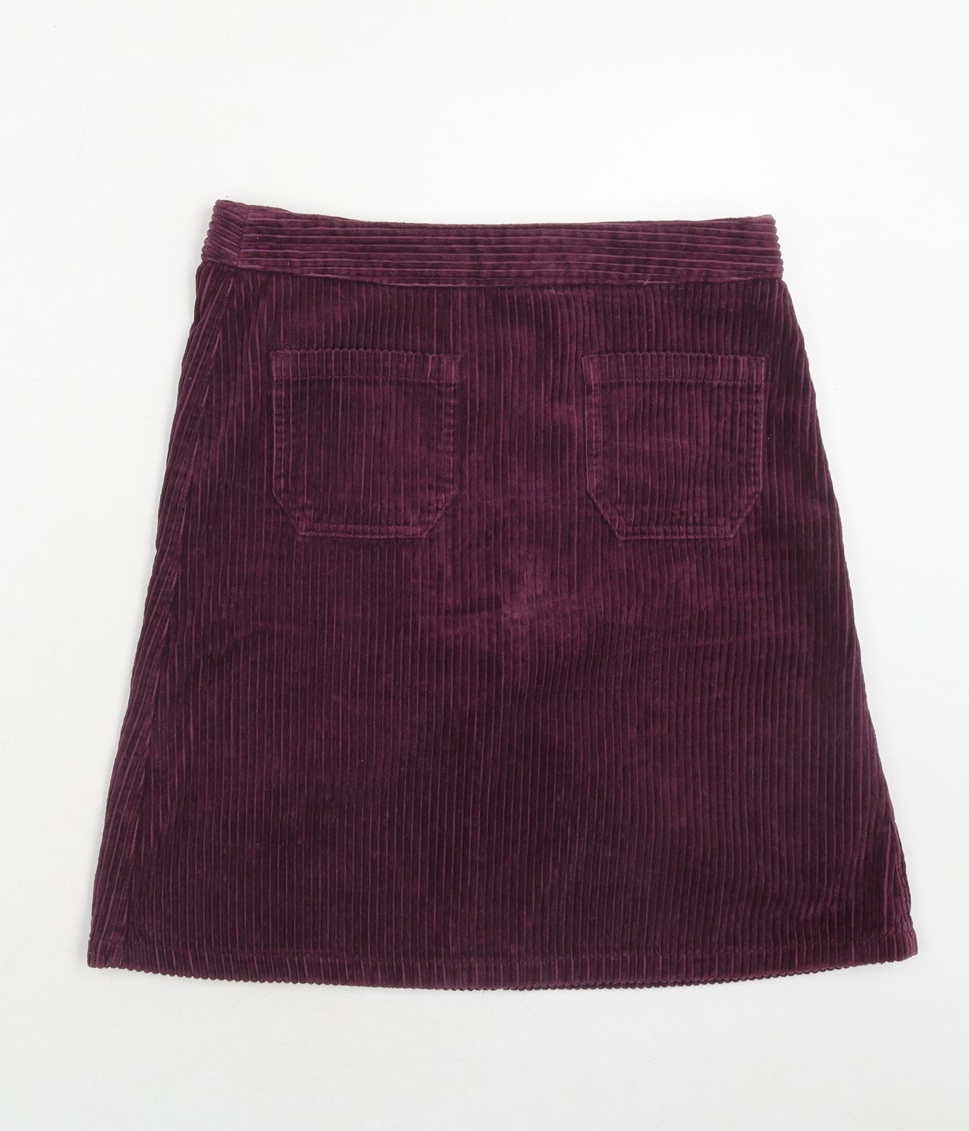 Marks and Spencer Womens Purple Cotton A-Line Skirt Size 10 Zip