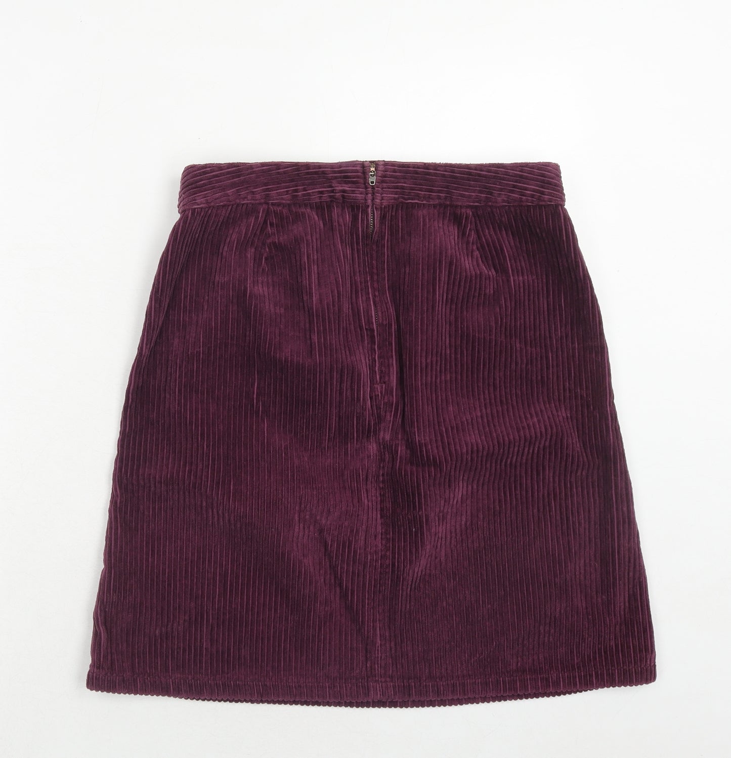 Marks and Spencer Womens Purple Cotton A-Line Skirt Size 10 Zip