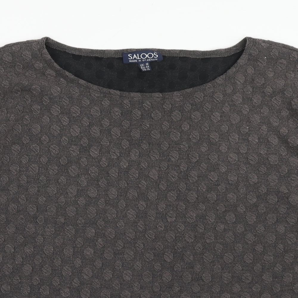 Saloos Womens Grey Polka Dot Polyester Pullover Sweatshirt Size 18 Pullover