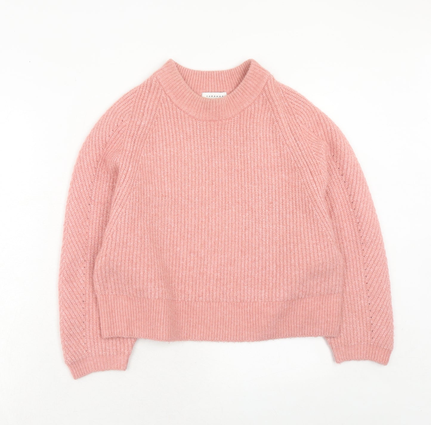 Topshop Womens Pink Round Neck Polyester Pullover Jumper Size S