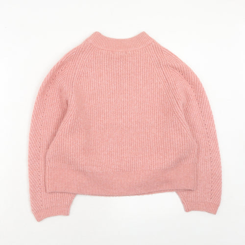 Topshop Womens Pink Round Neck Polyester Pullover Jumper Size S