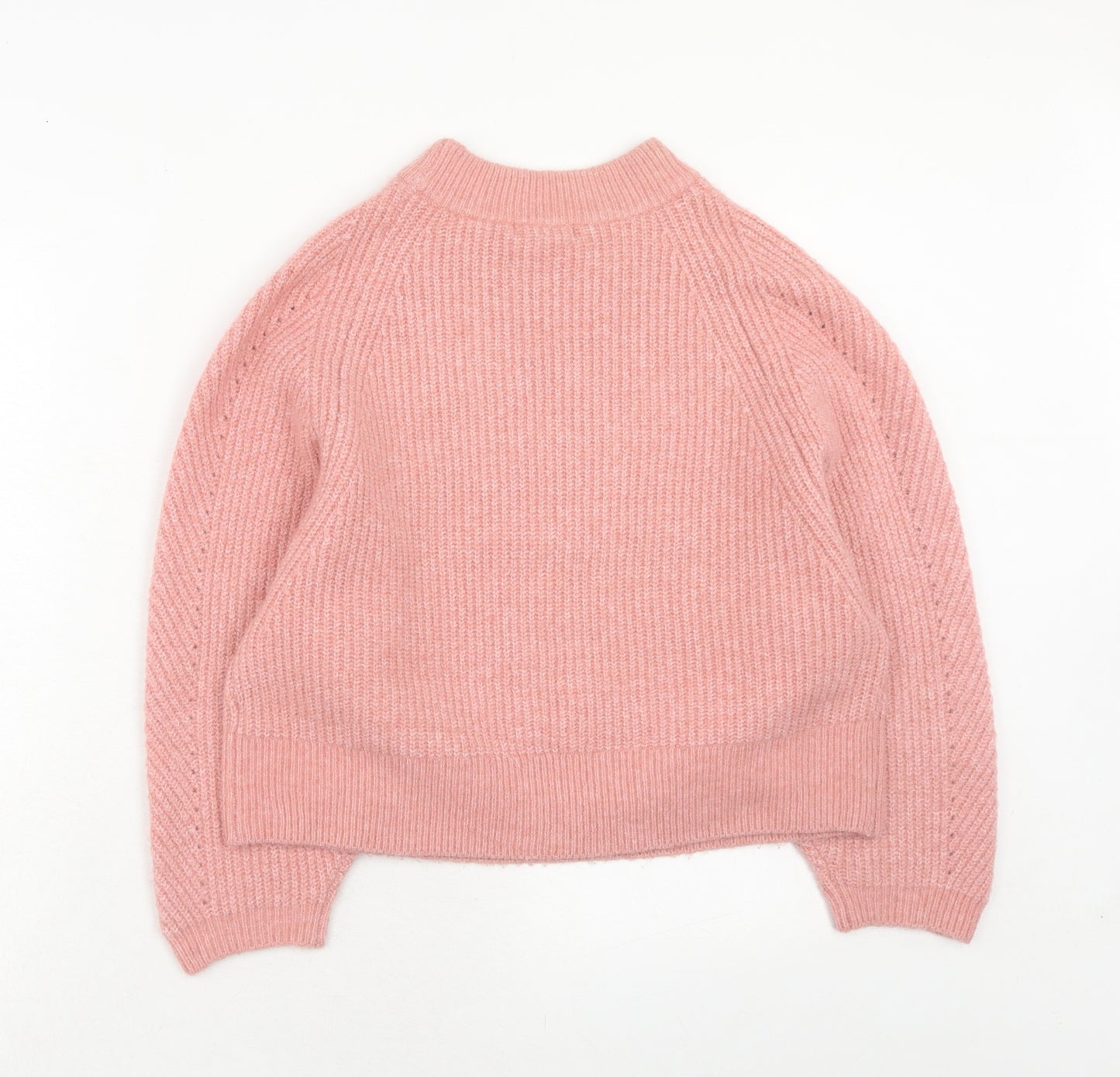 Topshop Womens Pink Round Neck Polyester Pullover Jumper Size S