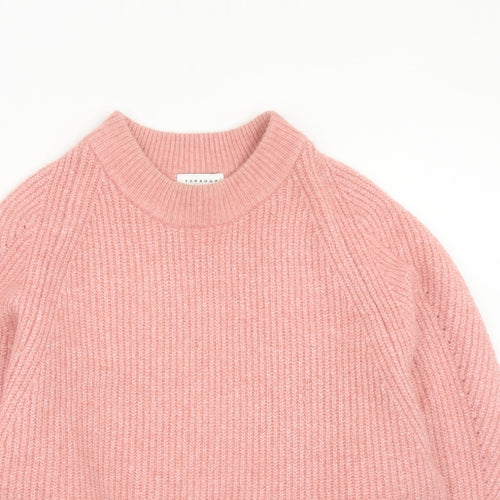 Topshop Womens Pink Round Neck Polyester Pullover Jumper Size S
