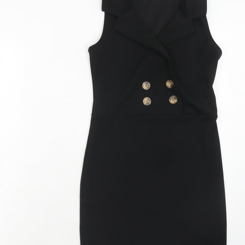 I-X London Womens Black Polyester A-Line Size 8 Collared Pullover