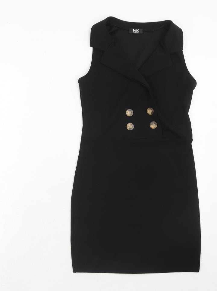 I-X London Womens Black Polyester A-Line Size 8 Collared Pullover