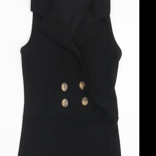 I-X London Womens Black Polyester A-Line Size 8 Collared Pullover