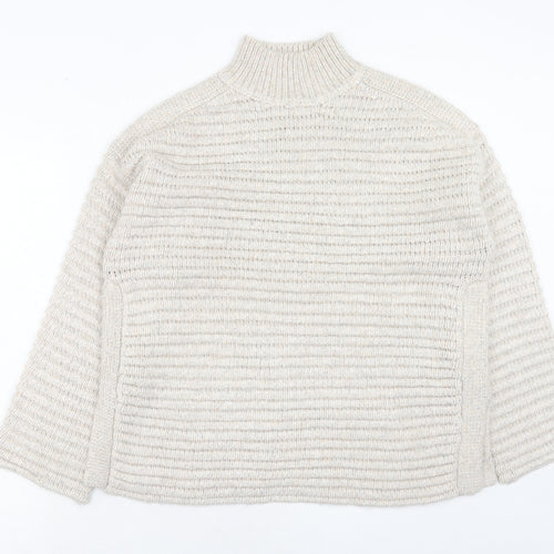 Marks and Spencer Womens Beige High Neck Polyester Pullover Jumper Size M