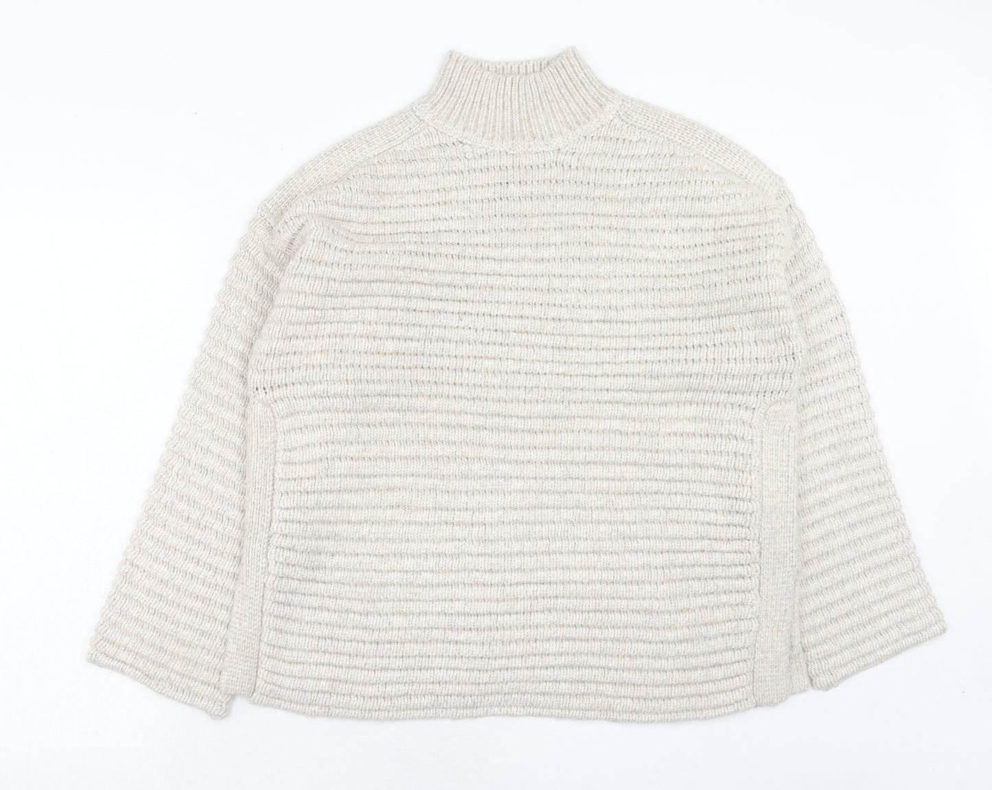 Marks and Spencer Womens Beige High Neck Polyester Pullover Jumper Size M