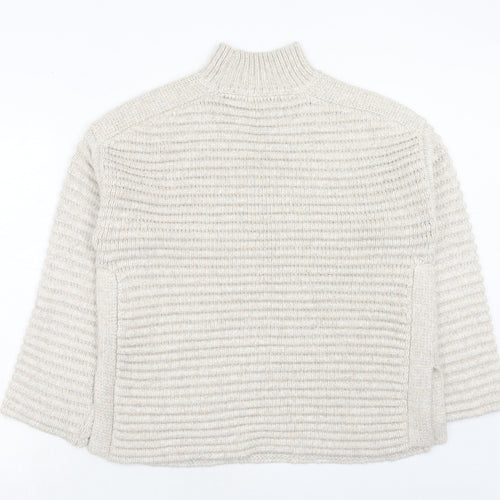 Marks and Spencer Womens Beige High Neck Polyester Pullover Jumper Size M