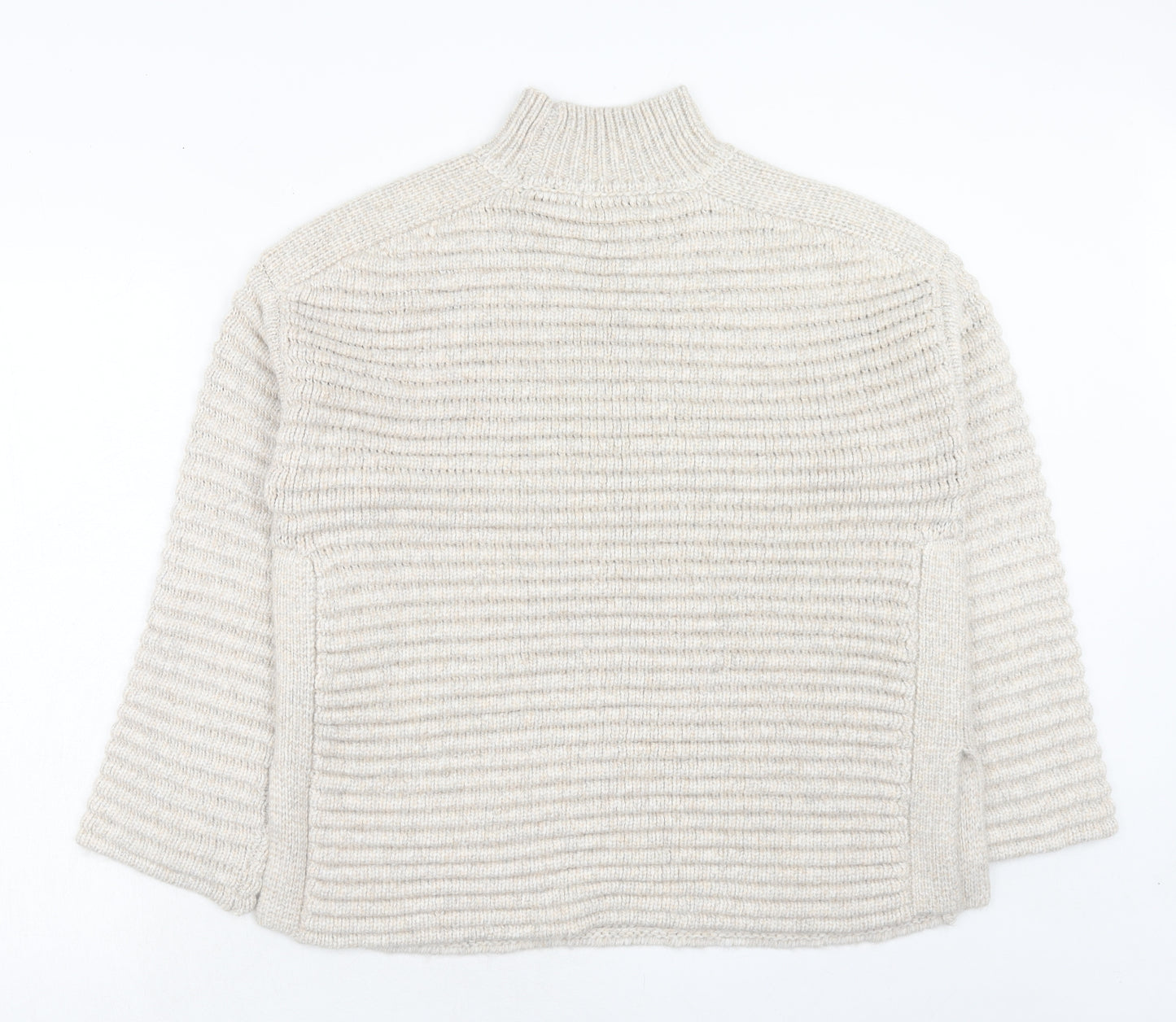 Marks and Spencer Womens Beige High Neck Polyester Pullover Jumper Size M