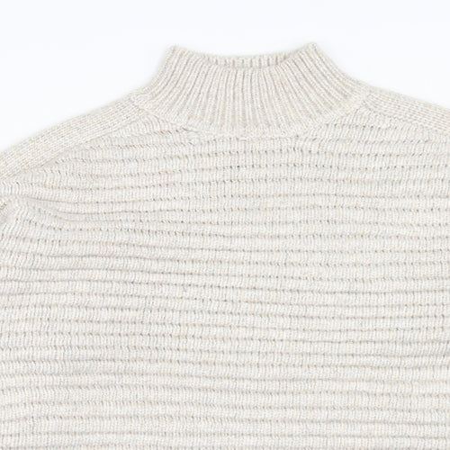Marks and Spencer Womens Beige High Neck Polyester Pullover Jumper Size M
