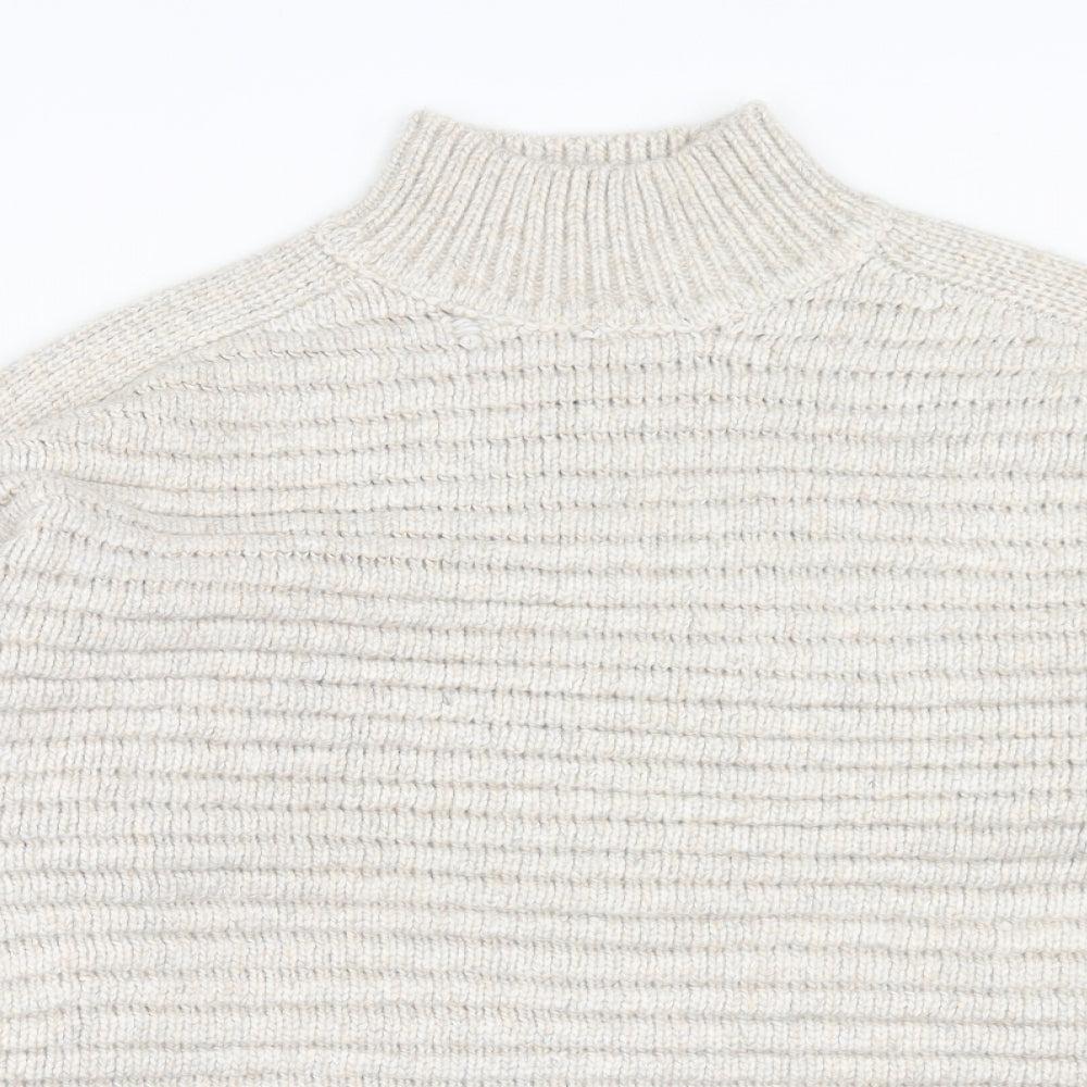 Marks and Spencer Womens Beige High Neck Polyester Pullover Jumper Size M