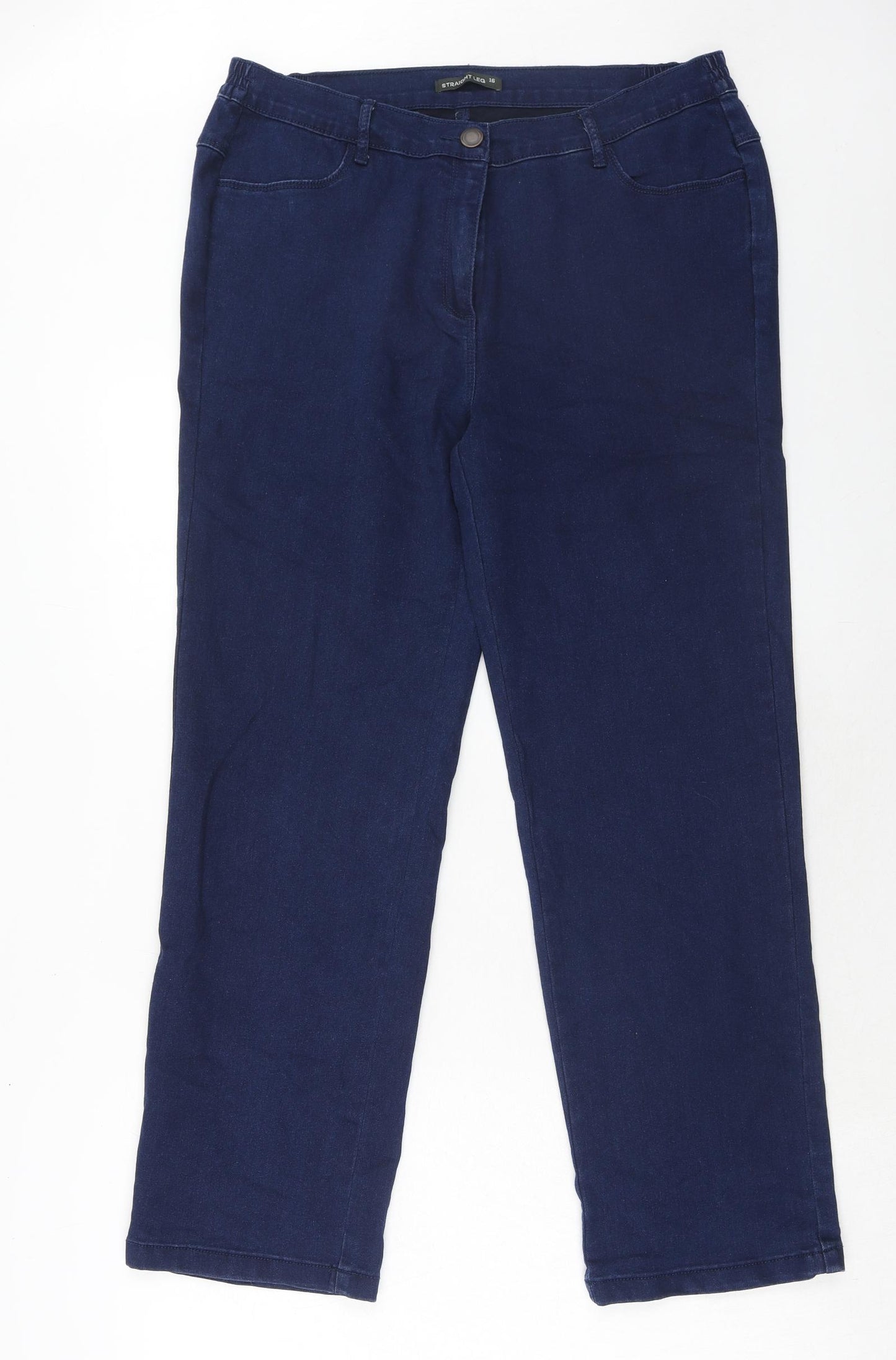 Bonmarché Womens Blue Cotton Straight Jeans Size 16 Regular Zip