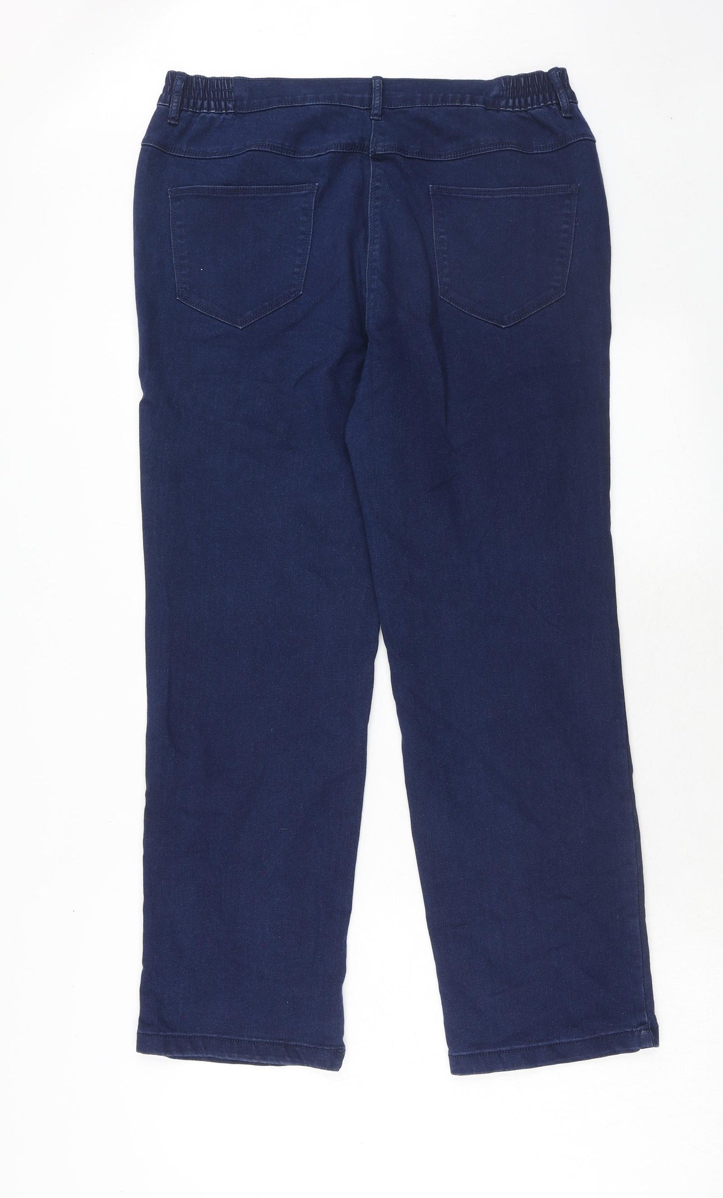 Bonmarché Womens Blue Cotton Straight Jeans Size 16 Regular Zip