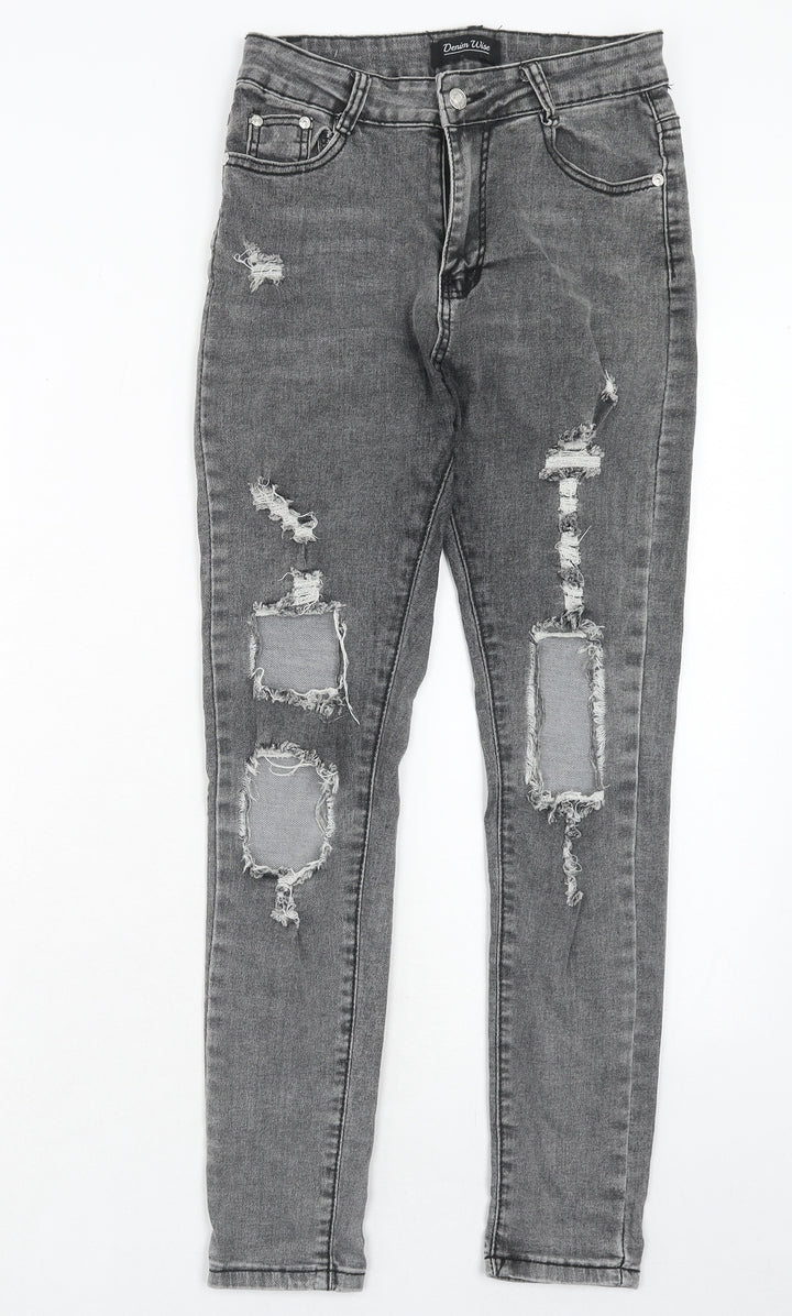 Denim Wise Womens Grey Cotton Skinny Jeans Size 10 Regular Zip
