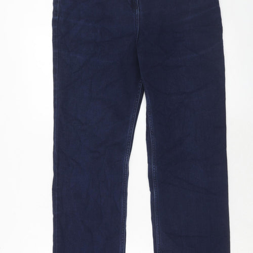 Marks and Spencer Womens Blue Cotton Straight Jeans Size 14 Regular Zip