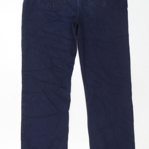 Marks and Spencer Womens Blue Cotton Straight Jeans Size 14 Regular Zip