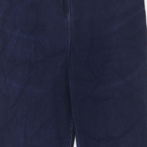Marks and Spencer Womens Blue Cotton Straight Jeans Size 14 Regular Zip