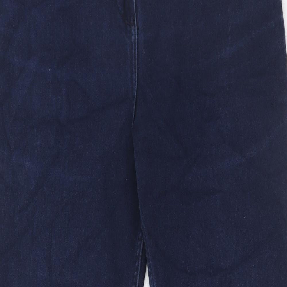 Marks and Spencer Womens Blue Cotton Straight Jeans Size 14 Regular Zip
