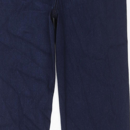 Marks and Spencer Womens Blue Cotton Straight Jeans Size 14 Regular Zip