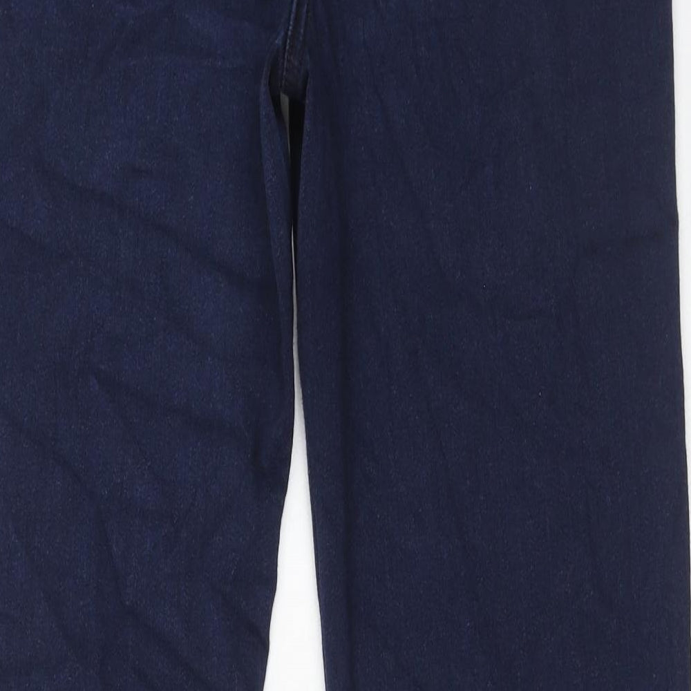 Marks and Spencer Womens Blue Cotton Straight Jeans Size 14 Regular Zip