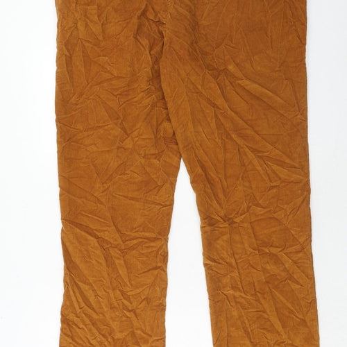 Marks and Spencer Mens Brown Cotton Trousers Size 44 in L33 in Regular Hook & Eye