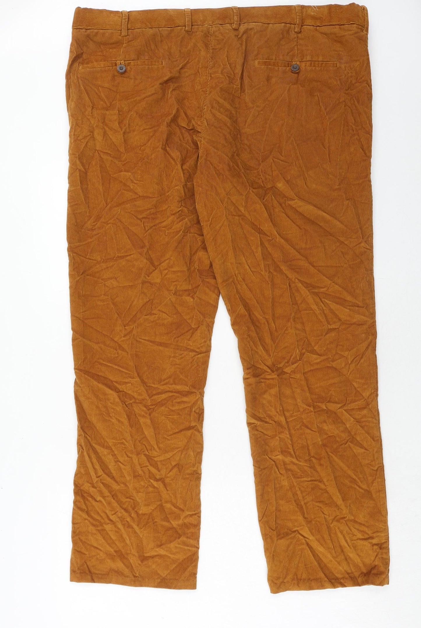 Marks and Spencer Mens Brown Cotton Trousers Size 44 in L33 in Regular Hook & Eye