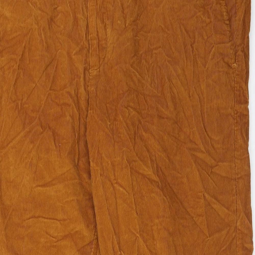 Marks and Spencer Mens Brown Cotton Trousers Size 44 in L33 in Regular Hook & Eye