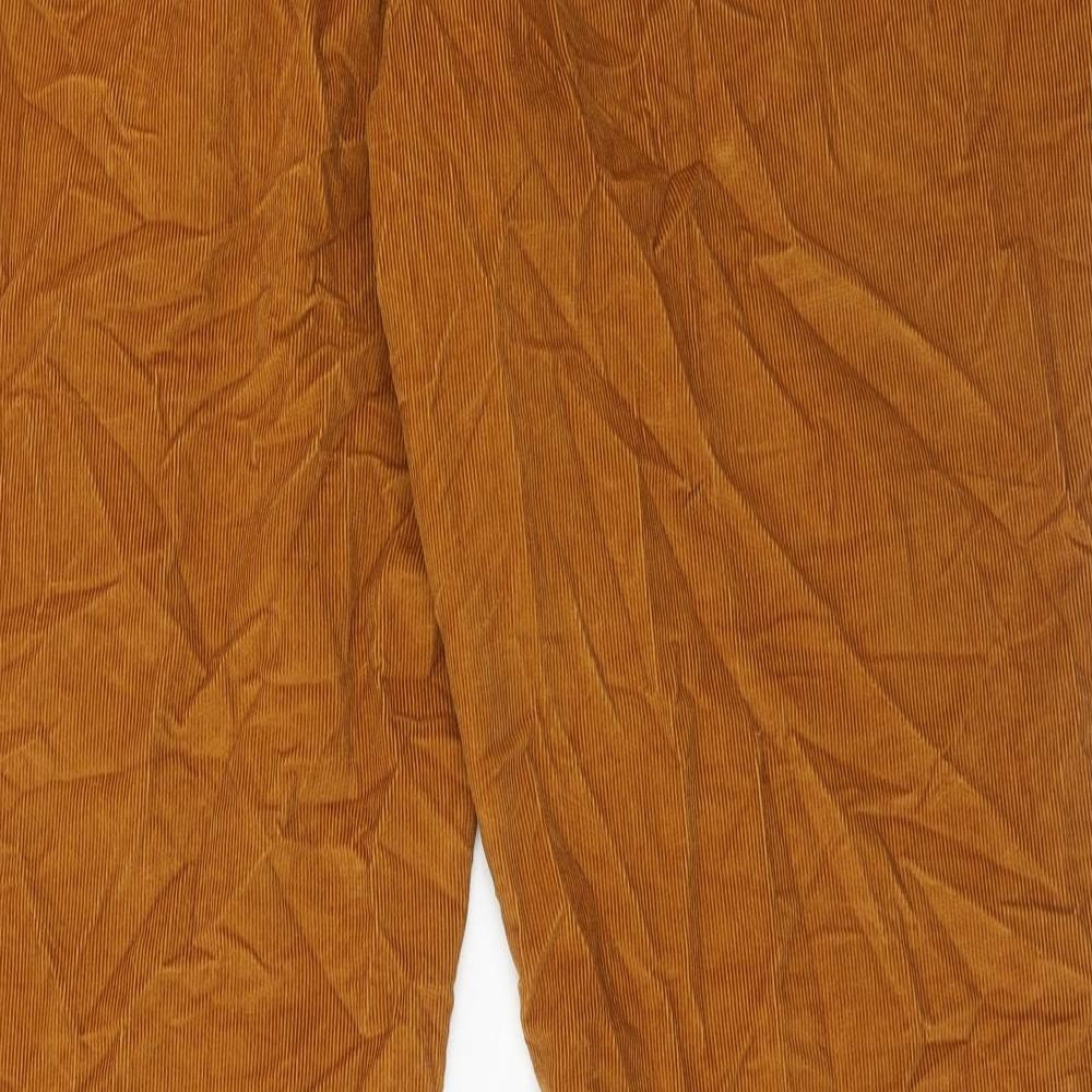 Marks and Spencer Mens Brown Cotton Trousers Size 44 in L33 in Regular Hook & Eye