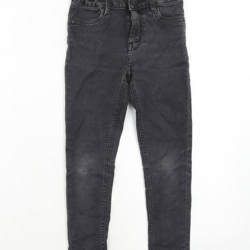 Marks and Spencer Girls Grey Cotton Skinny Jeans Size 7-8 Years Regular Zip