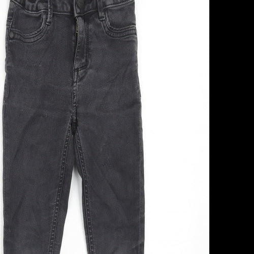 Marks and Spencer Girls Grey Cotton Skinny Jeans Size 7-8 Years Regular Zip