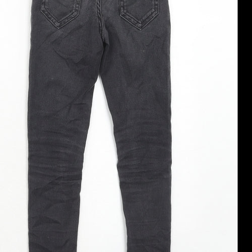 Marks and Spencer Girls Grey Cotton Skinny Jeans Size 7-8 Years Regular Zip
