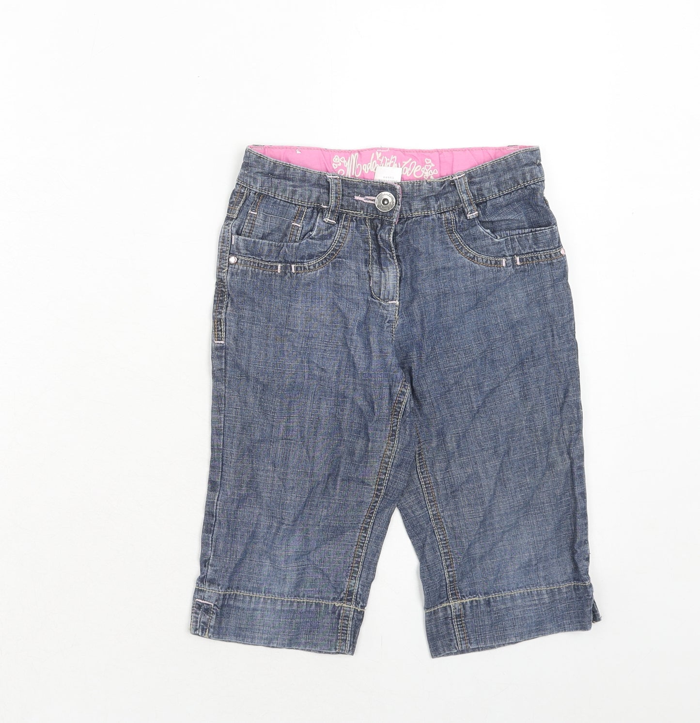 NEXT Girls Blue Cotton Straight Jeans Size 7 Years Regular Zip