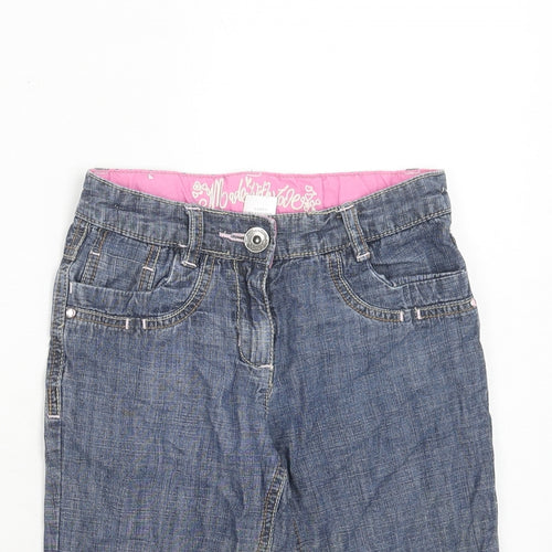 NEXT Girls Blue Cotton Straight Jeans Size 7 Years Regular Zip