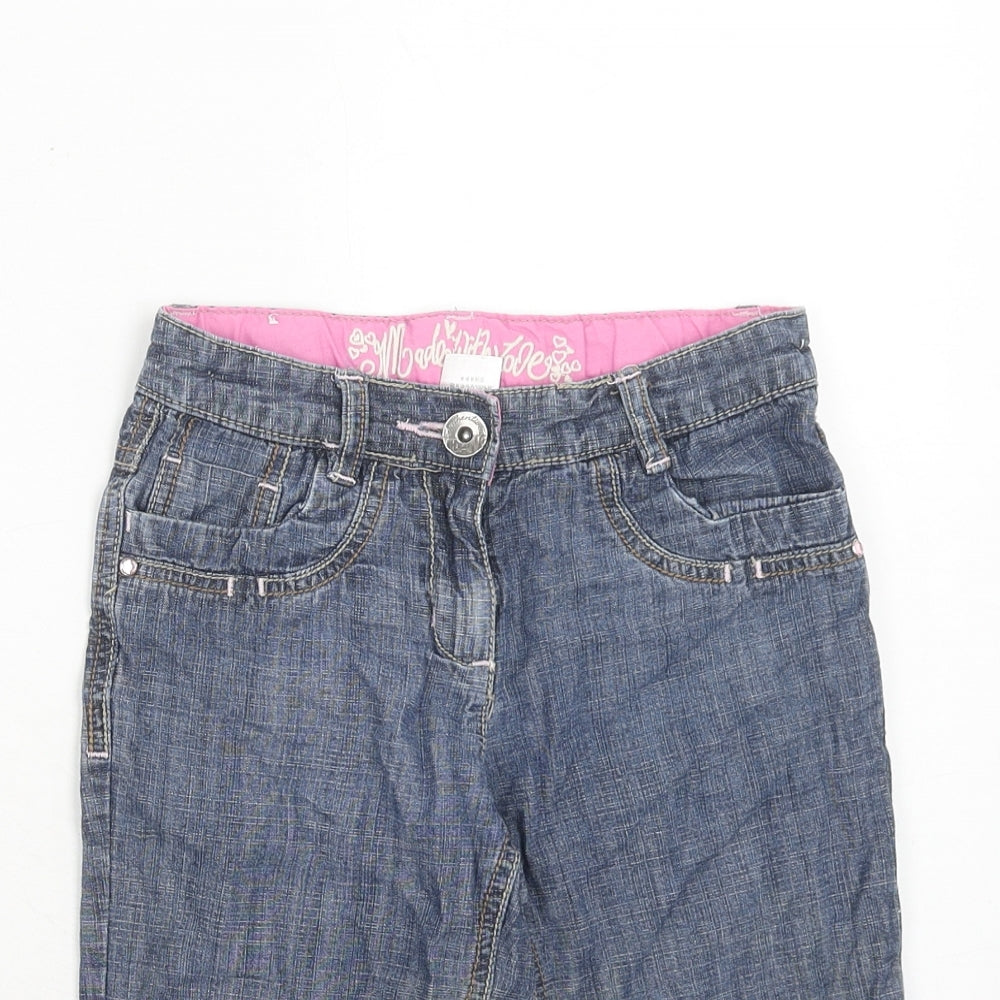 NEXT Girls Blue Cotton Straight Jeans Size 7 Years Regular Zip